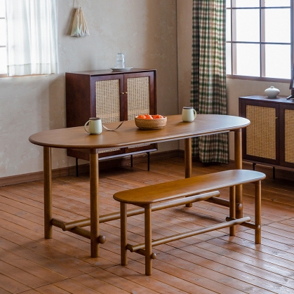 [장미맨숀] 로이 타원형 원목 다이닝 테이블 1800 식탁세트 (의자형/벤치형)